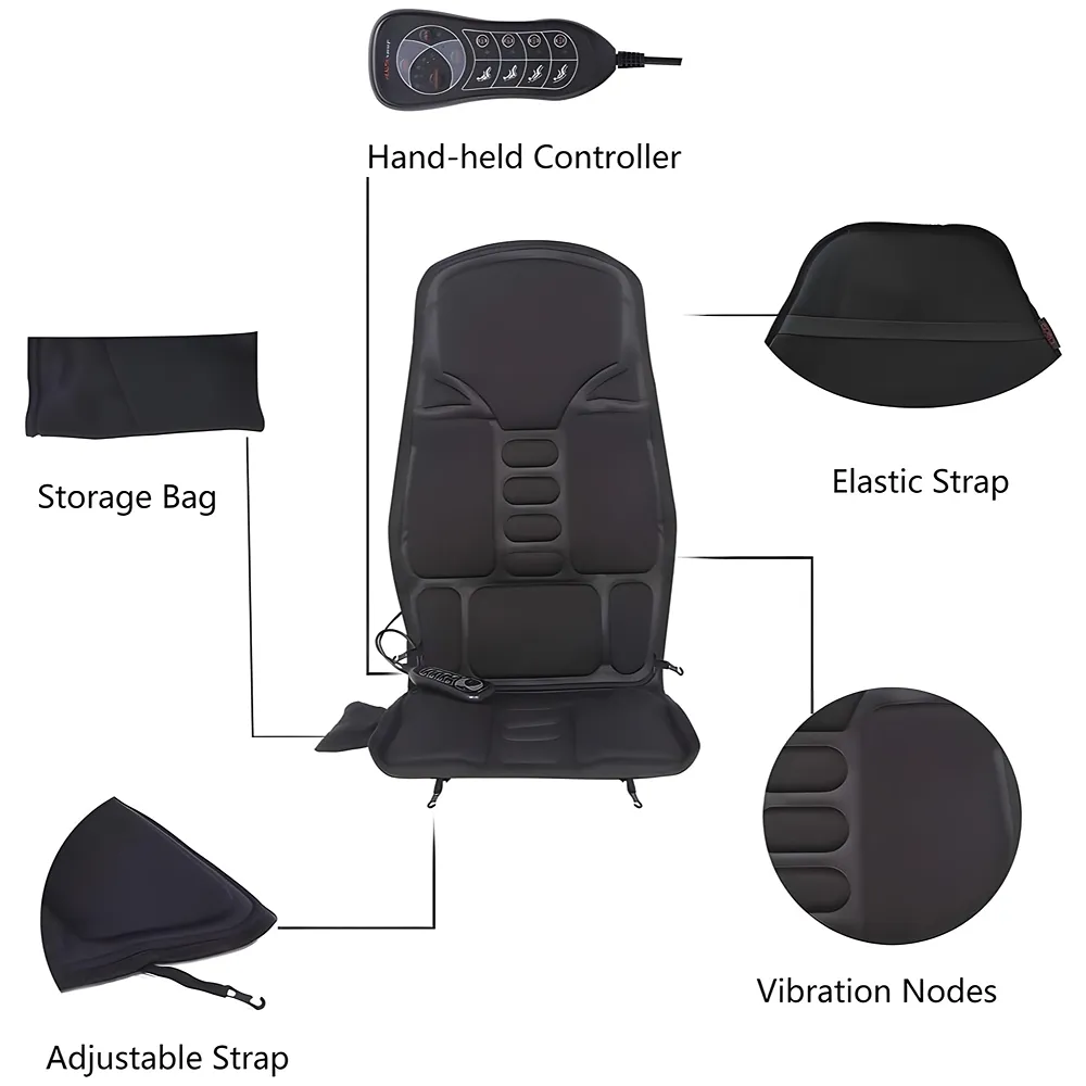 Full Body Massage Cushion With 9 Massage Modes For Home Car Office Relax Heating Vibration Back Massager Electric Body Pain Relief Seat Pad Massage Chair Cushion With Plug And Car Plug Premium