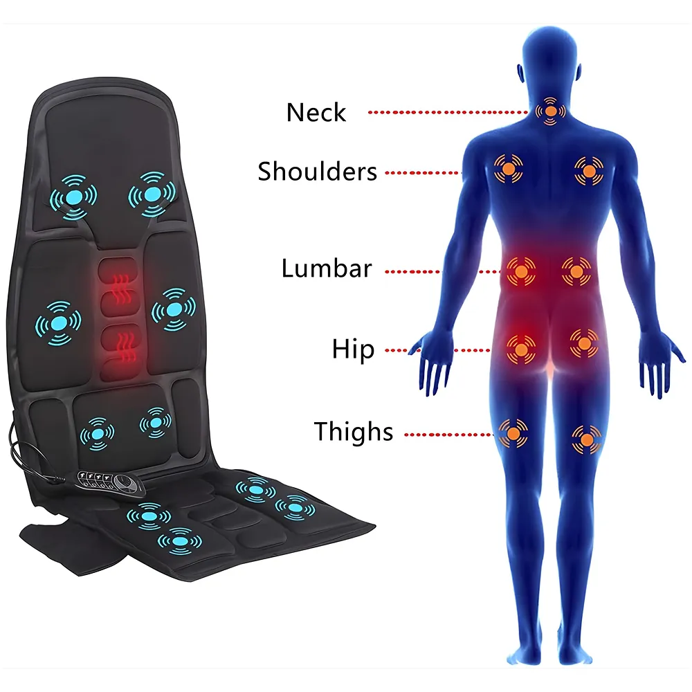 Full Body Massage Cushion With 9 Massage Modes For Home Car Office Relax Heating Vibration Back Massager Electric Body Pain Relief Seat Pad Massage Chair Cushion With Plug And Car Plug Premium