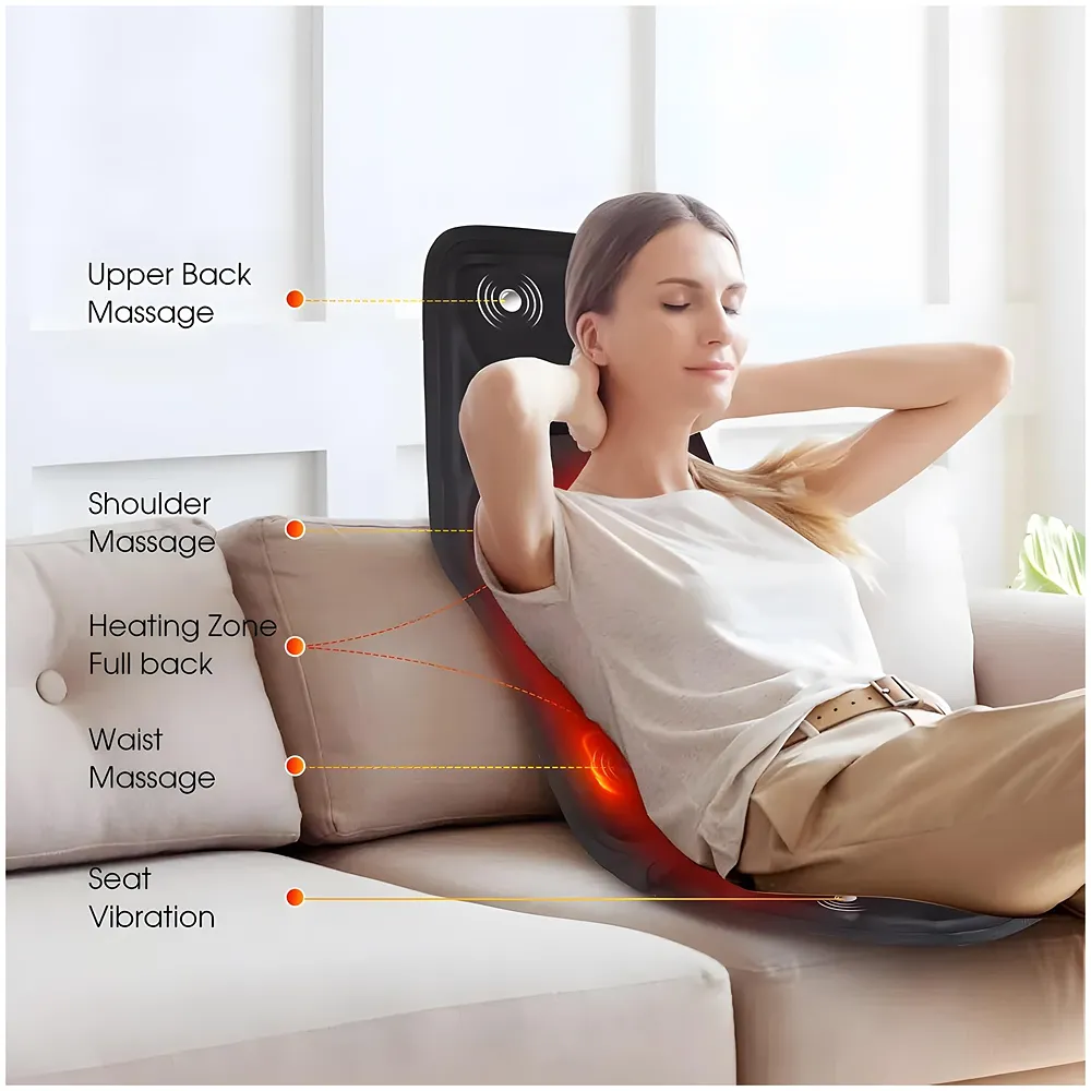 Full Body Massage Cushion With 9 Massage Modes For Home Car Office Relax Heating Vibration Back Massager Electric Body Pain Relief Seat Pad Massage Chair Cushion With Plug And Car Plug Premium