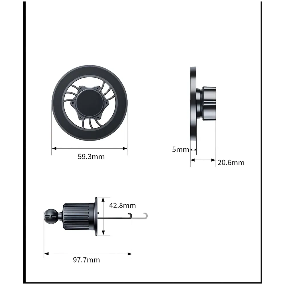Magnetic Car Phone Mount Holder, Universal AC Vent Installation, 9cm x 6cm, with Strong Magnets and Metal Stickers, for All Mobile Phones - 4