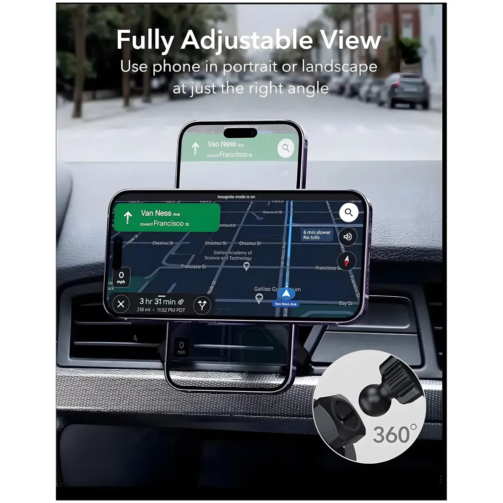 Magnetic Car Phone Mount Holder, Universal AC Vent Installation, 9cm x 6cm, with Strong Magnets and Metal Stickers, for All Mobile Phones - 7