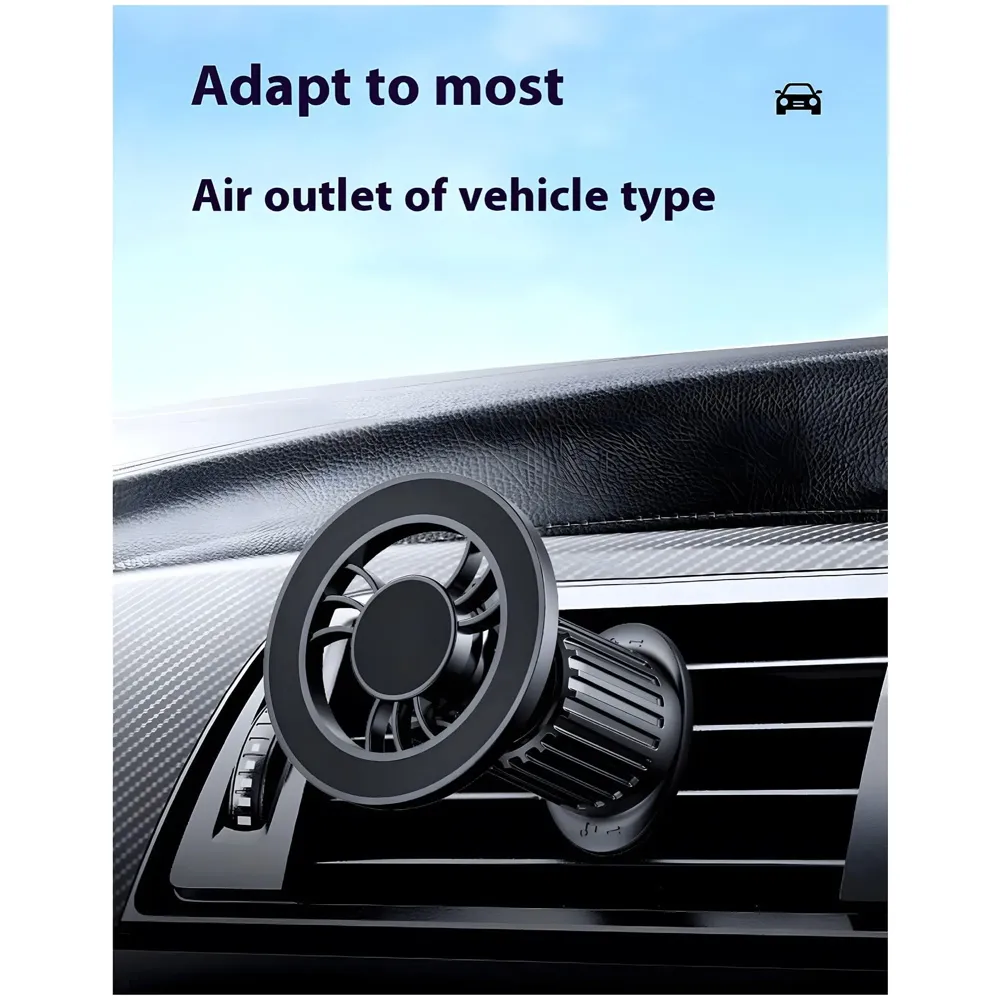 Magnetic Car Phone Mount Holder, Universal AC Vent Installation, 9cm x 6cm, with Strong Magnets and Metal Stickers, for All Mobile Phones - 9