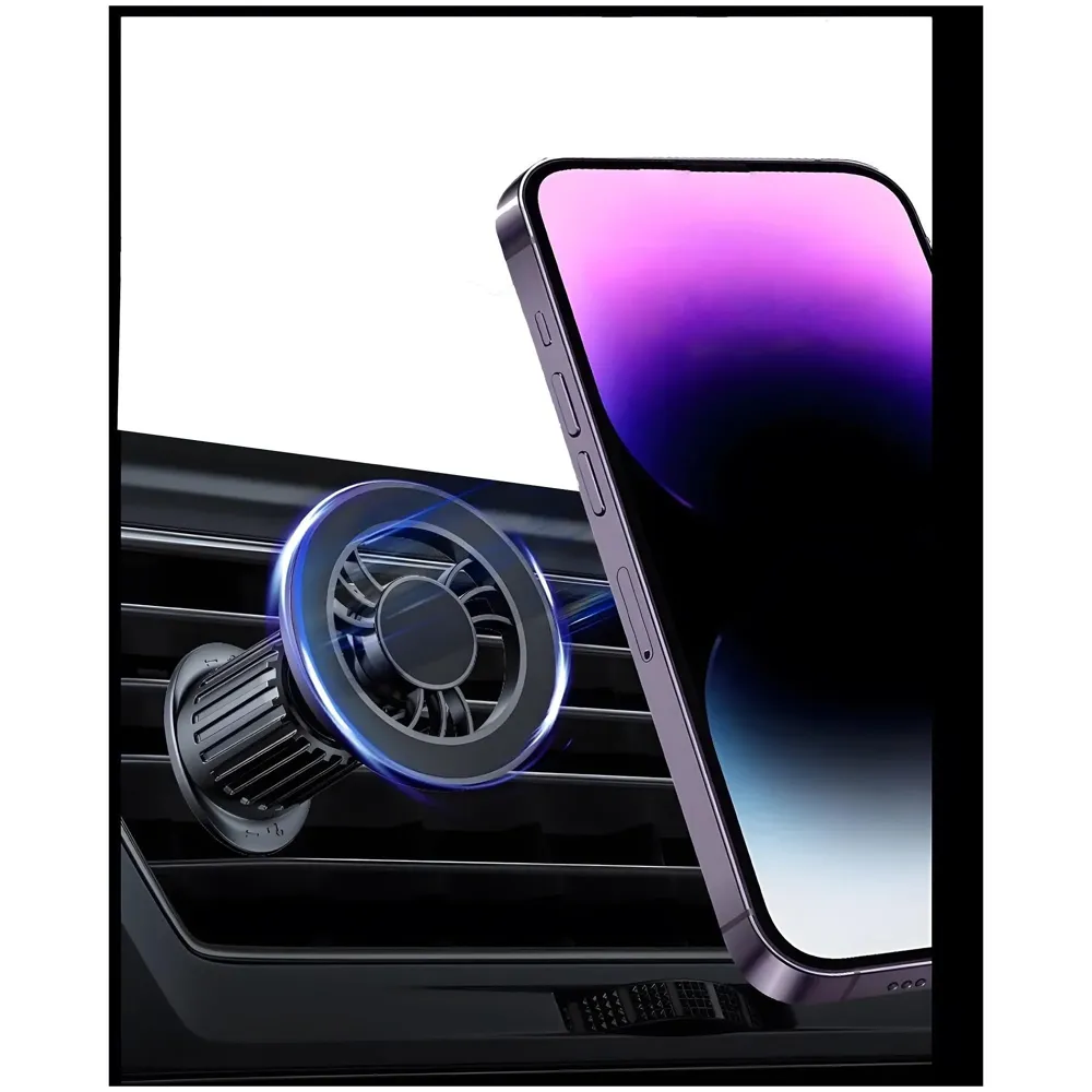 Magnetic Car Phone Mount Holder, Universal AC Vent Installation, 9cm x 6cm, with Strong Magnets and Metal Stickers, for All Mobile Phones