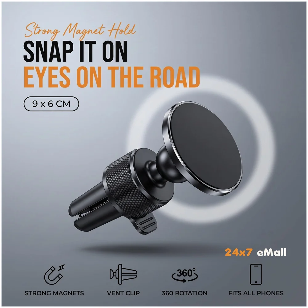 Pack of 2 Magnetic Car Phone Mount Holder AC Vent 9 x 6 cm Metal