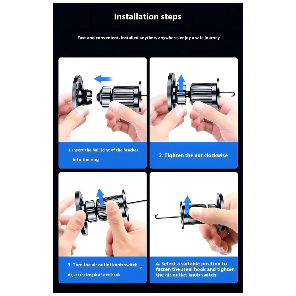 Pack of 2 Magnetic Car Phone Mount Holder AC Vent 9 x 6 cm Metal