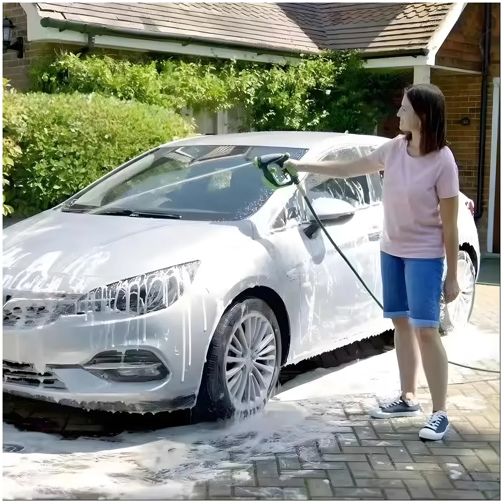 4 in 1 Car Bike Cleaning Foam Hose Attachment – Spray Gun Nozzle with Liquid Soap Jet Wash Sprinkler Accessory 4 Watering Modes No Pipe Only Head - Premium