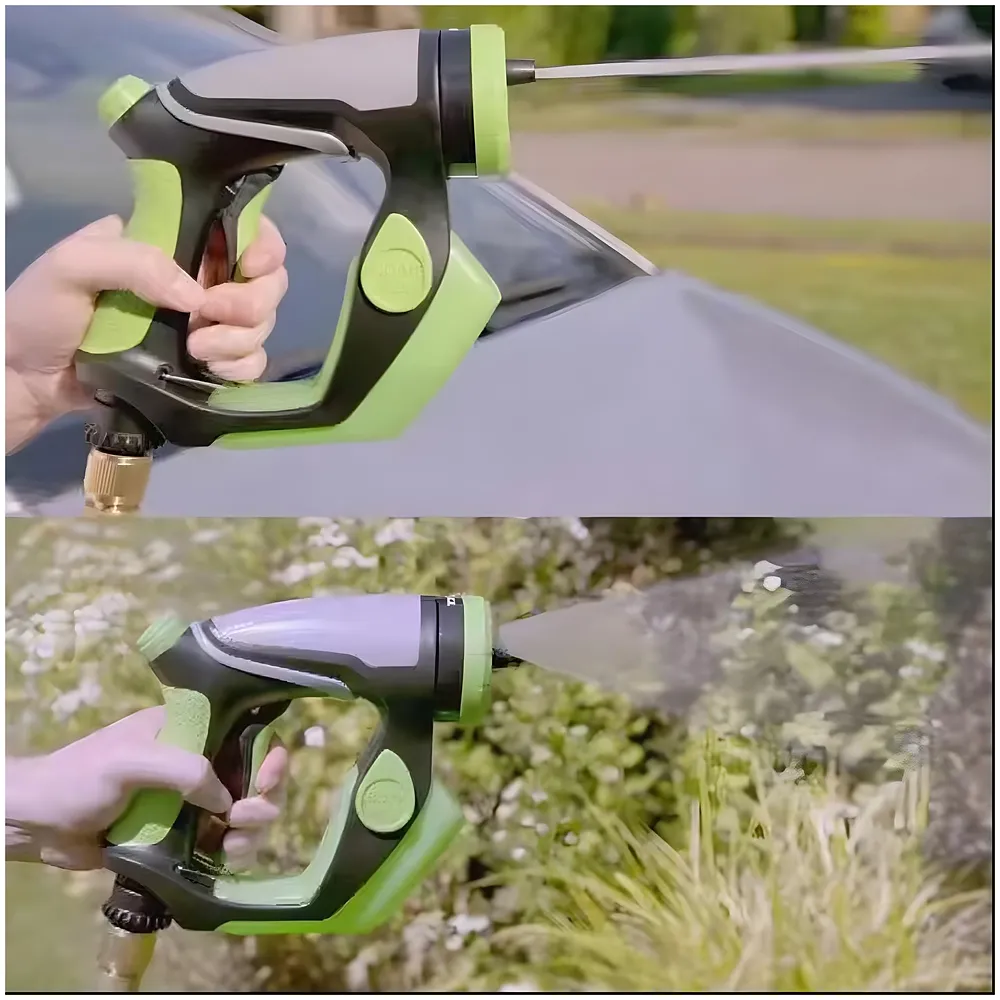 4 in 1 Car Bike Cleaning Foam Hose Attachment – Spray Gun Nozzle with Liquid Soap Jet Wash Sprinkler Accessory 4 Watering Modes No Pipe Only Head - Premium