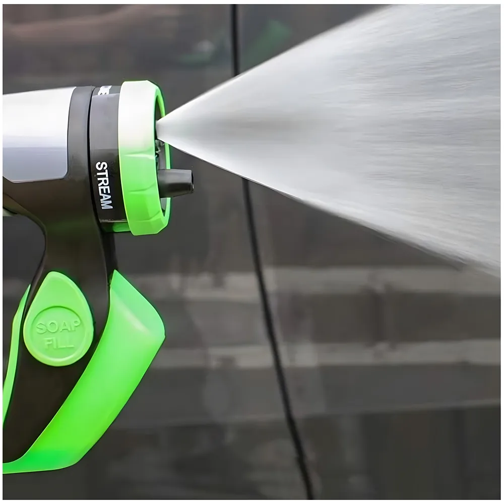 4 in 1 Car Bike Cleaning Foam Hose Attachment – Spray Gun Nozzle with Liquid Soap Jet Wash Sprinkler Accessory 4 Watering Modes No Pipe Only Head - Premium
