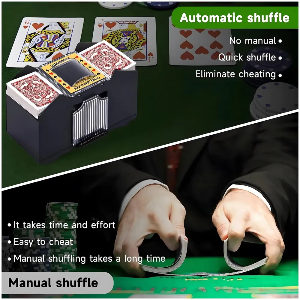 Automatic Card Shuffler, Card Shuffling Machine, Electric Casino Card Shuffler for Uno, Blackjack, Texas Hold'em Poker, Home Card Games