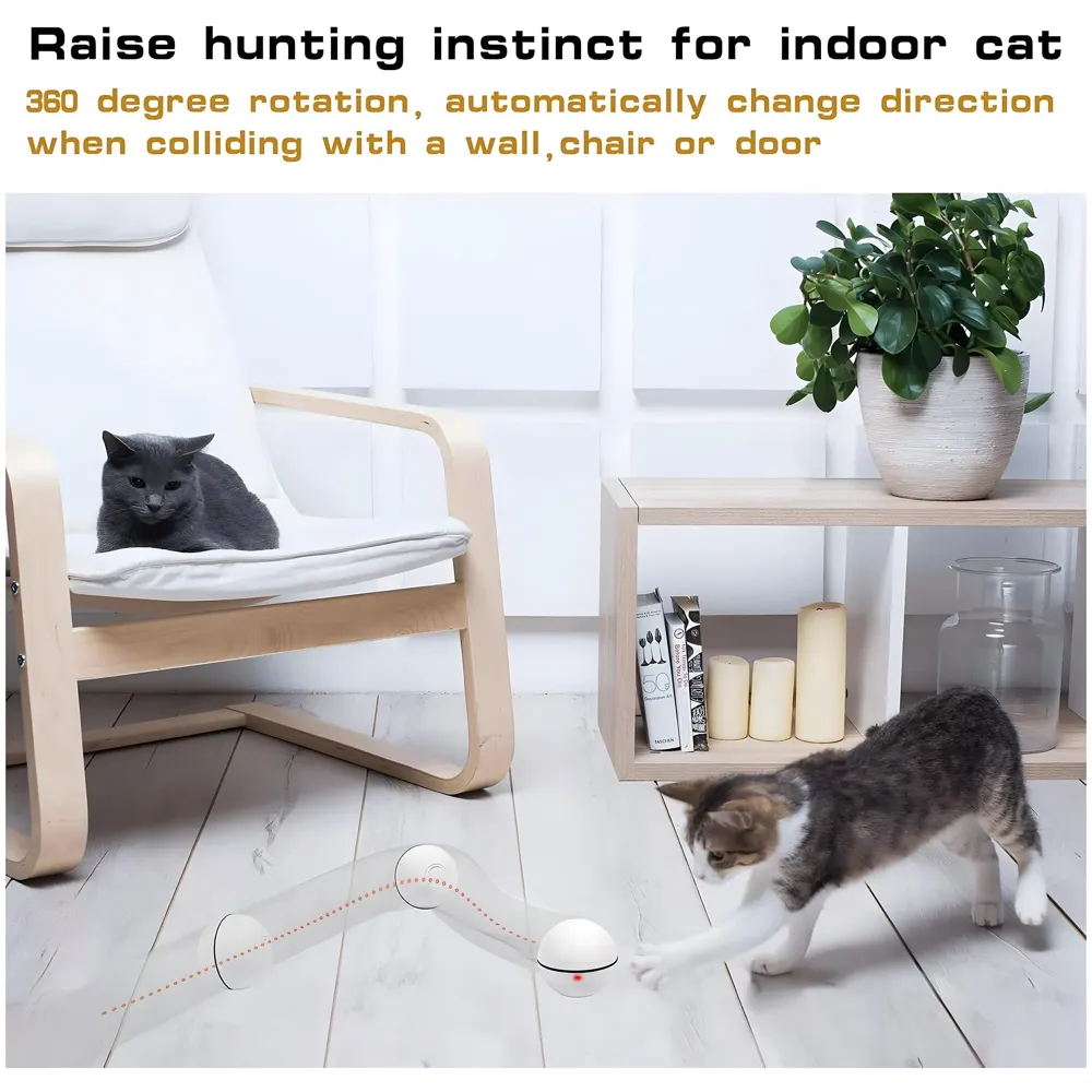 Smart Interactive Cat Ball Toy Self-Rotating Automatic Pet Ball for Cats and Dogs Exercise and Fun 2.5 in Diameter with LED Light and Long Working 3 Modes - 3