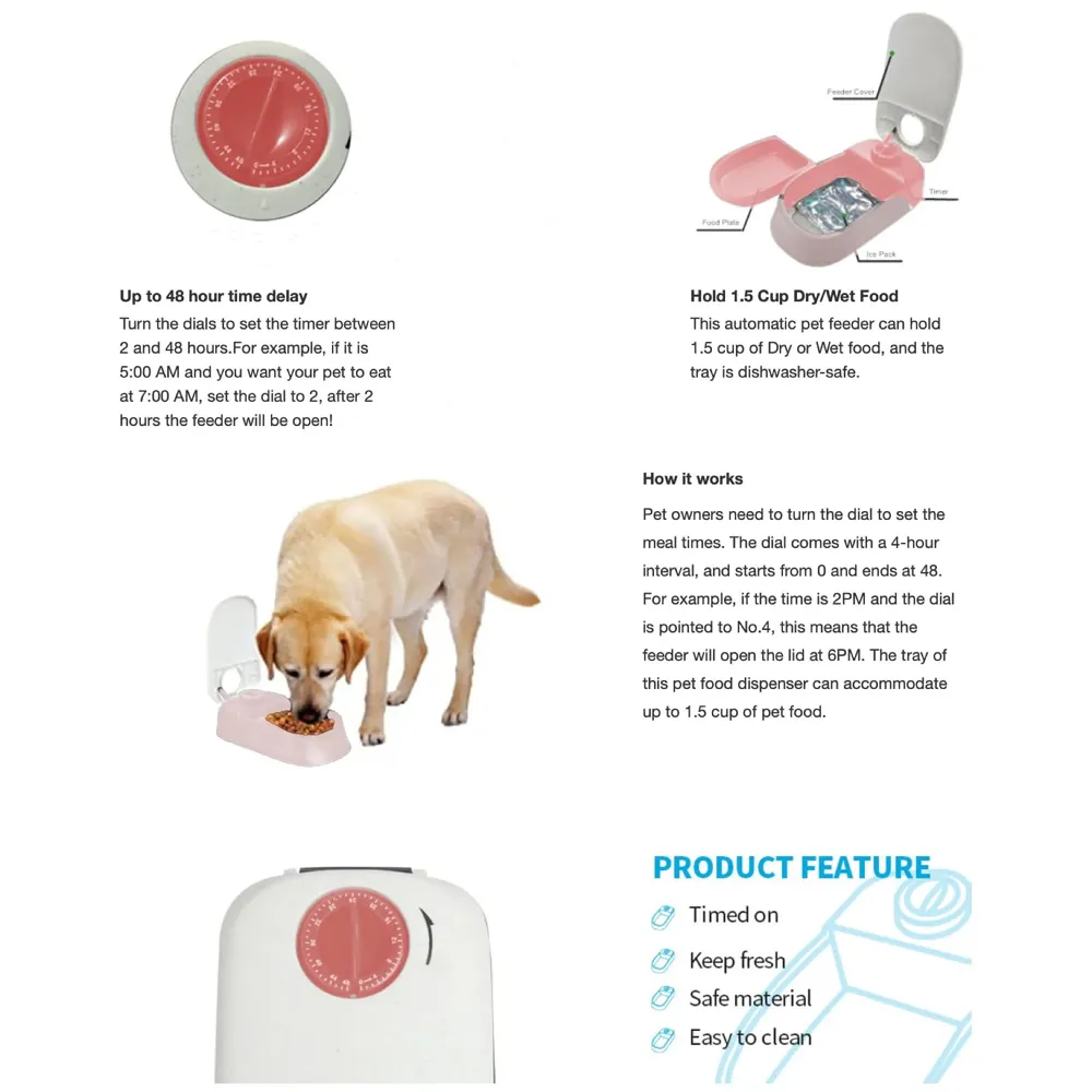 Automatic Pet Feeder for Cats and Dogs, 2 in 1 Upgraded Timed Dry Pet Food Feeder with Display, 48 Hours Retain Freshness for Semi Wet Food, Healthier Meal for All Home Pets. - 3