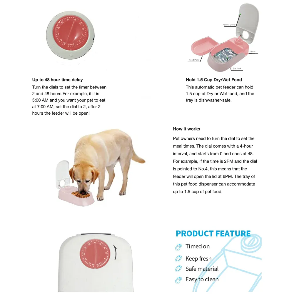 Automatic Pet Feeder for Cats and Dogs, 2 in 1 Upgraded Timed Dry Pet Food Feeder with Display, 48 Hours Retain Freshness for Semi Wet Food, Healthier Meal for All Home Pets. Premium
