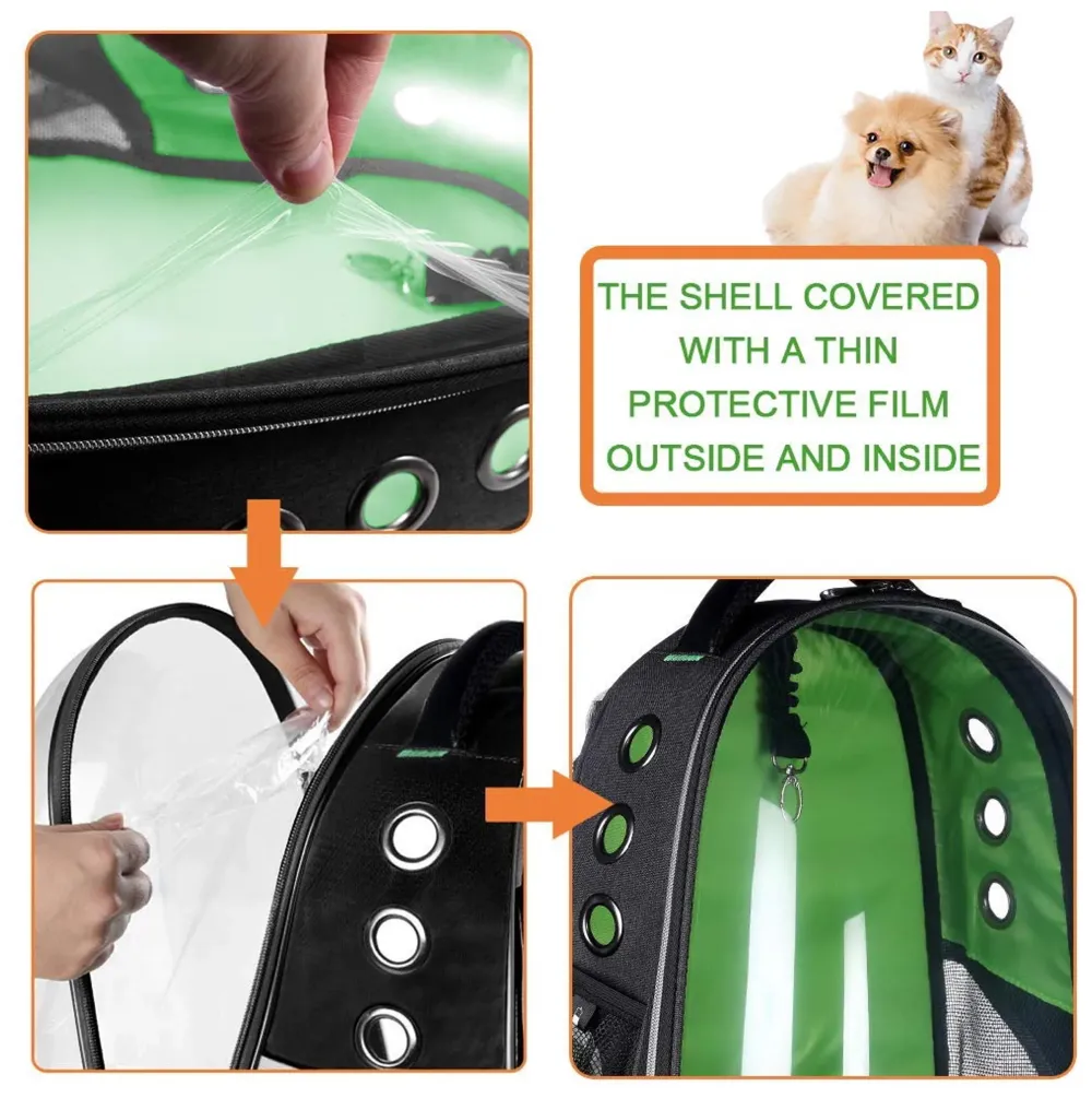 Creative Transparent Pet Backpack Carrier Breathable Capsule Traveller for Cats and Small Dogs. (Black)