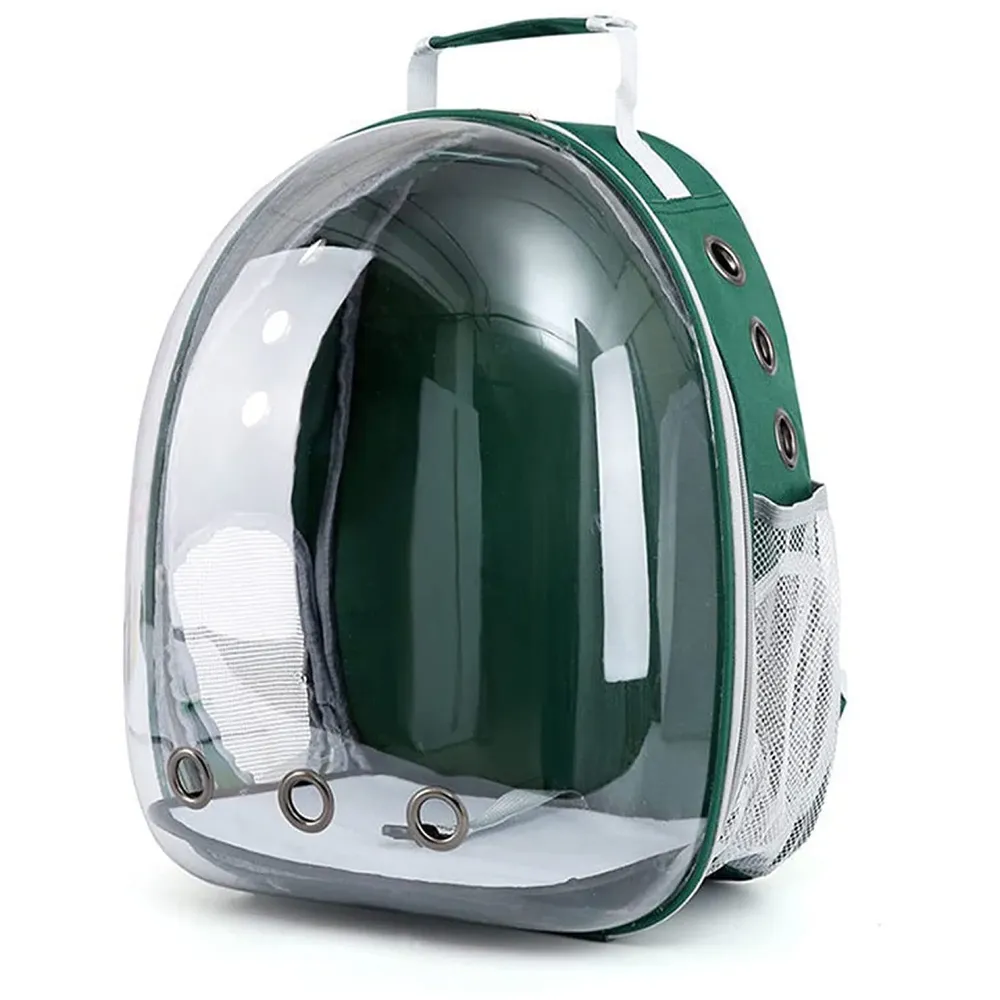 Transparent Pet Backpack Carrier Breathable Capsule Traveller for Cats and Small Dogs Green