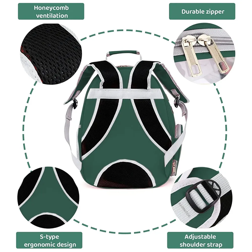 Transparent Pet Backpack Carrier Breathable Capsule Traveller for Cats and Small Dogs Green