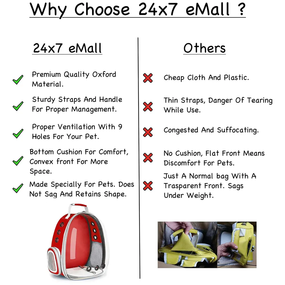 Creative Transparent Pet Backpack Carrier Breathable Capsule Traveller for Cats and Small Dogs. (Red)