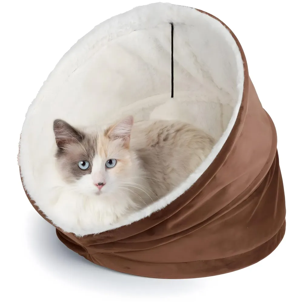 Cat Bed Tunnel Soft Cotton Foldable and Washable, Removable Cushion Ideal for All Cats and Small Dogs. Sleeping Sitting. 45cm x 45cm