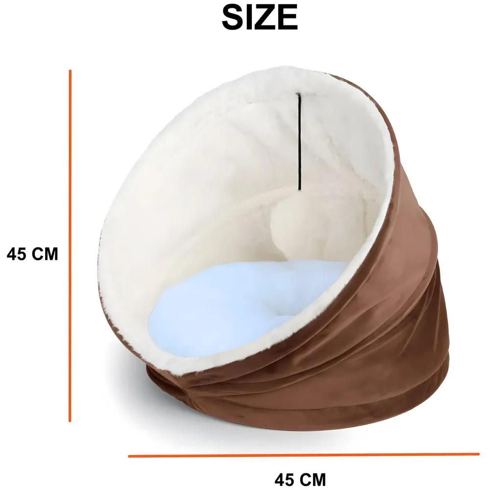 Cat Bed Tunnel Soft Cotton Foldable and Washable, Removable Cushion Ideal for All Cats and Small Dogs. Sleeping Sitting. 45cm x 45cm - 2