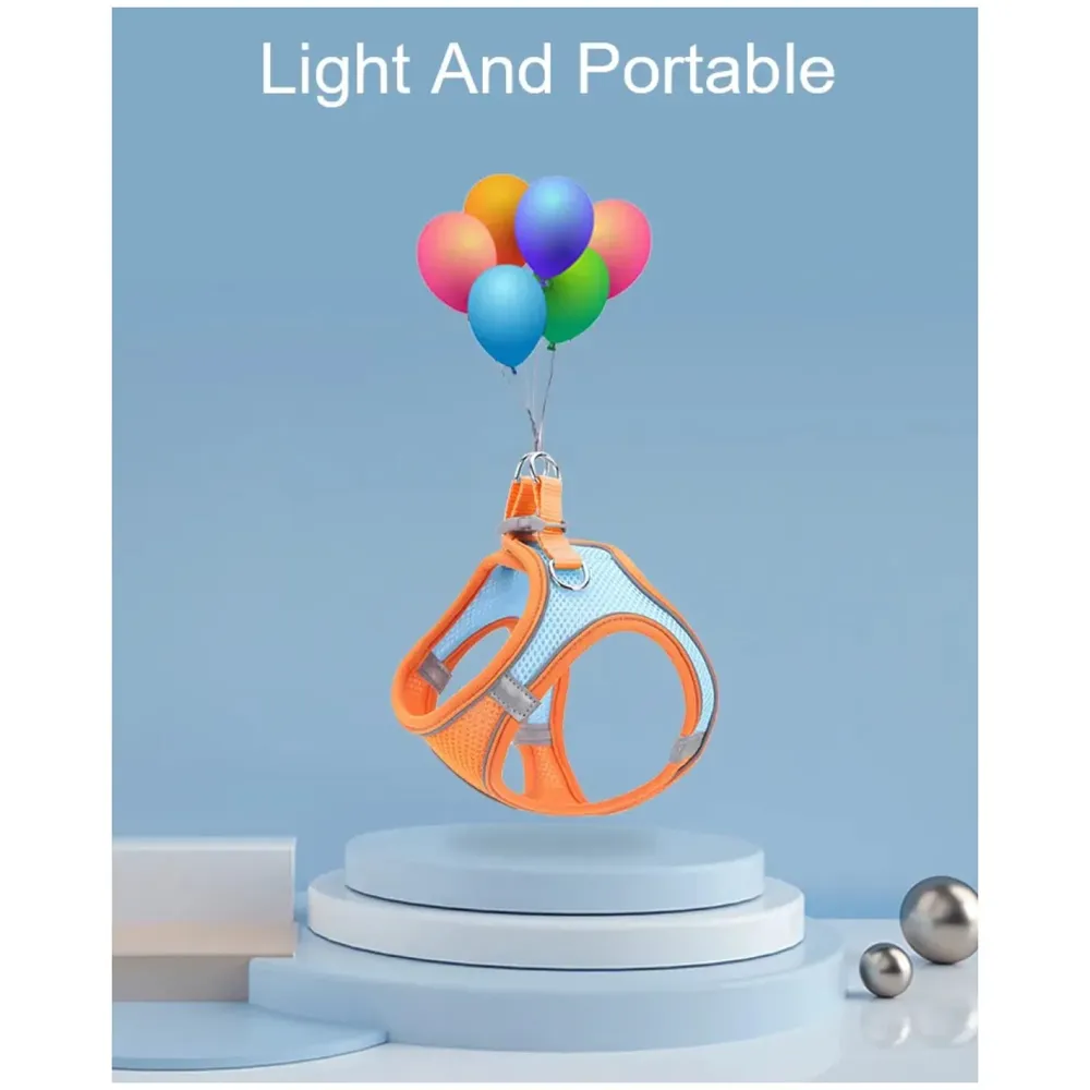 Cat Harness with Leash Adjustable Comfortable Faux Suede Vest Harness with reflectors cat Vest for Walking with Leash 150 cm Length (M, Orange Green)