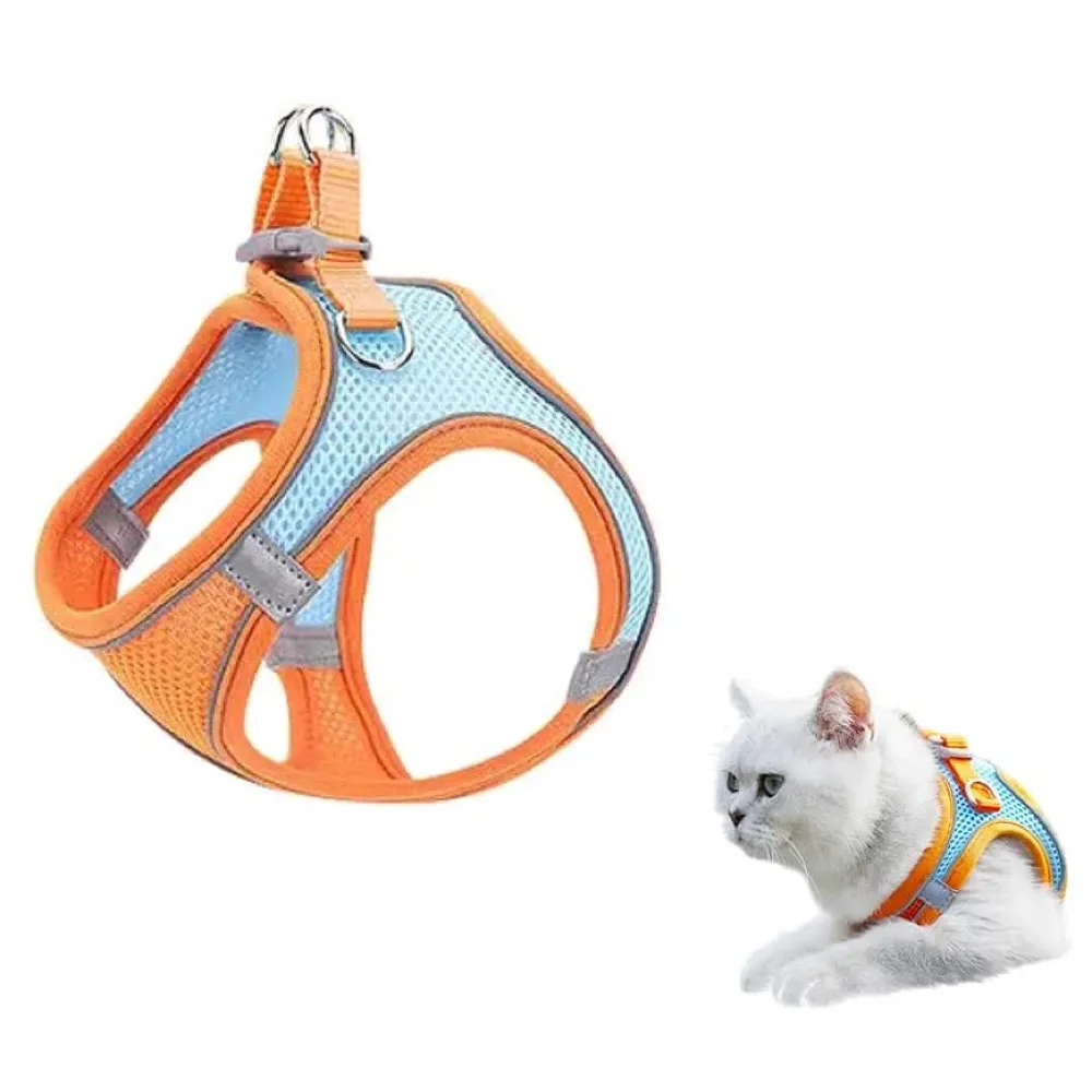 Cat Harness Adjustable Comfortable Faux Suede Vest Harness with reflectors cat Vest for Walking Escape Proof Kitten Soft Sturdy (Medium) - Premium