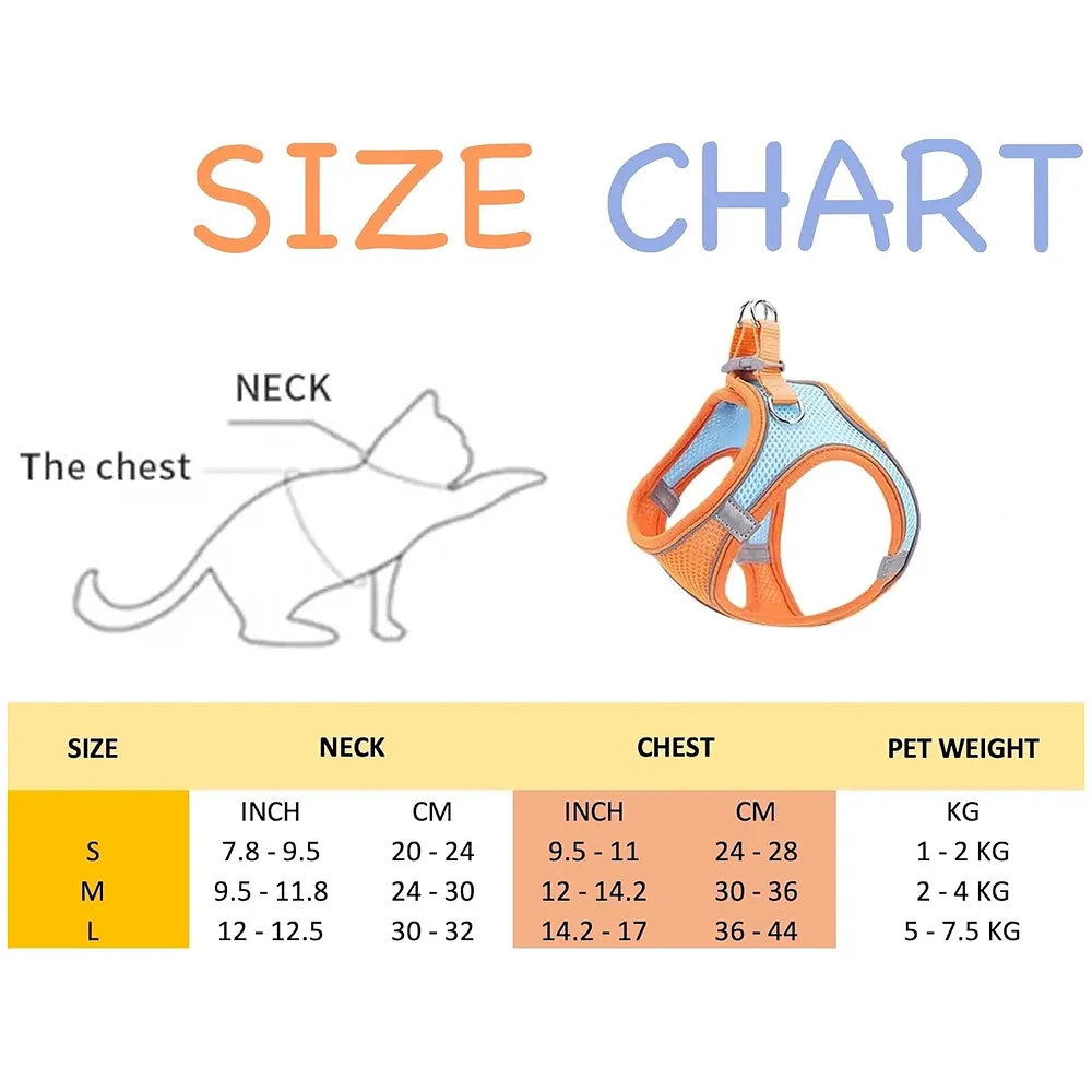 Cat Harness Adjustable Comfortable Faux Suede Vest Harness with reflectors cat Vest for Walking Escape Proof Kitten Soft Sturdy (Medium) - Premium