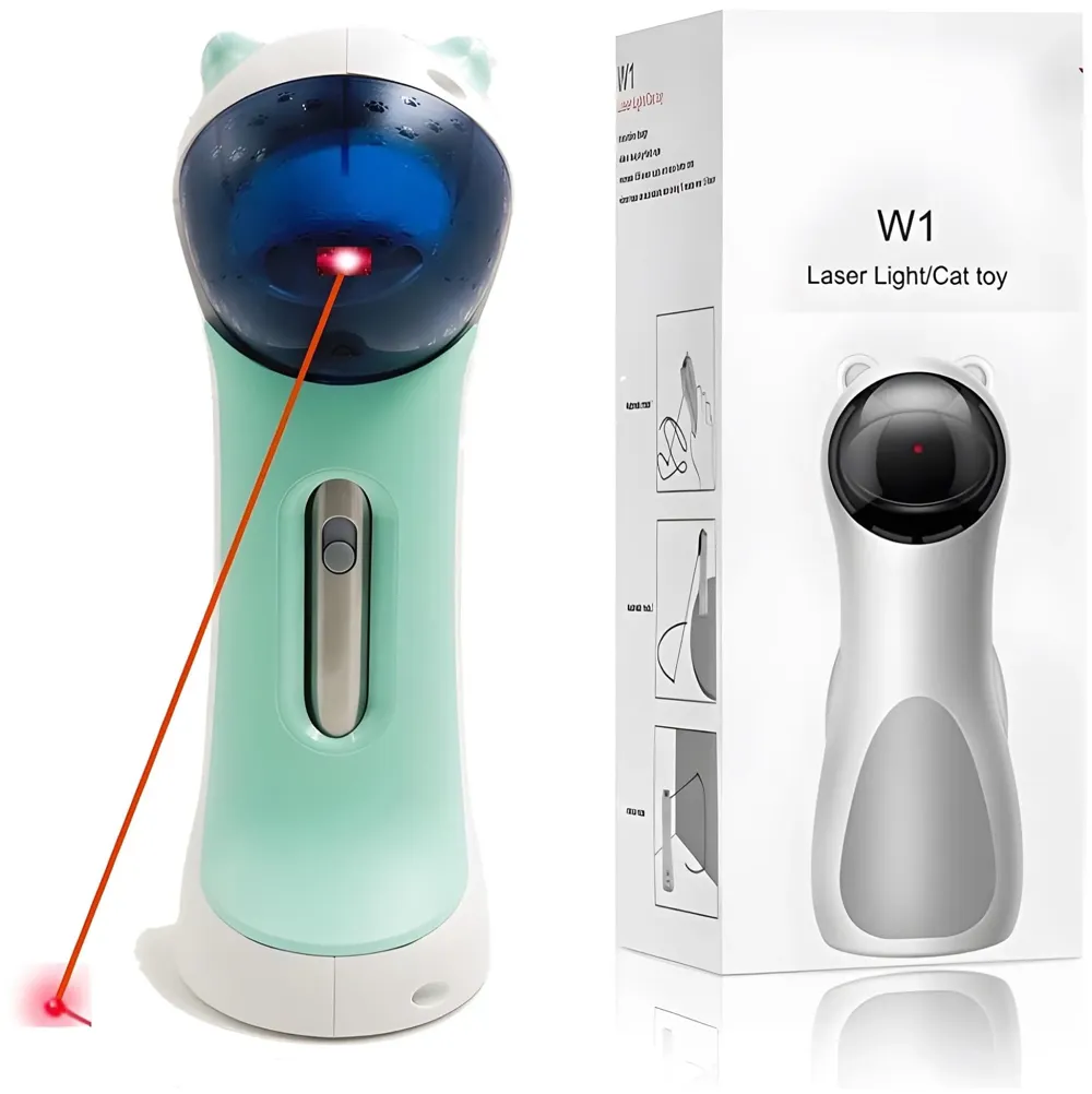 Automatic Cat Laser Toy, Interactive Laser Cat Toys Rotating Catch Training, Placing High, 5 Random Pattern, Automatic On Off and Silent, 3 Speed Modes