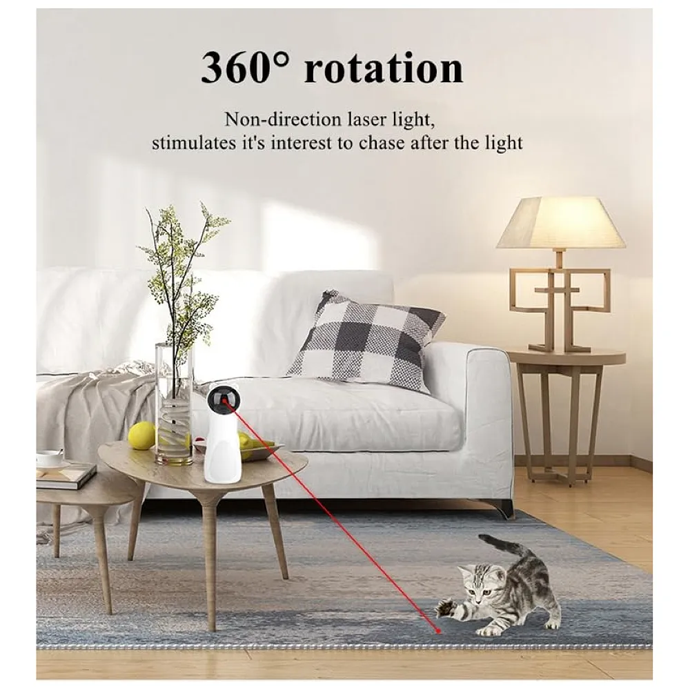 Automatic Cat Laser Toy, Interactive Laser Cat Toys Rotating Catch Training, Placing High, 5 Random Pattern, Automatic On Off and Silent, 3 Speed Modes - White, (auto Laser Toy w1)