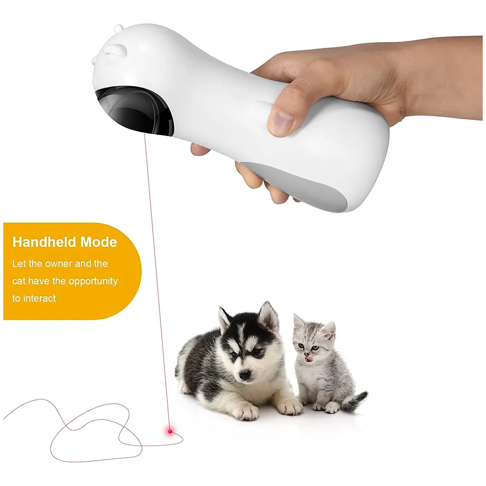 Automatic Cat Laser Toy, Interactive Laser Cat Toys Rotating Catch Training, Placing High, 5 Random Pattern, Automatic On Off and Silent, 3 Speed Modes - White, (auto Laser Toy w1)