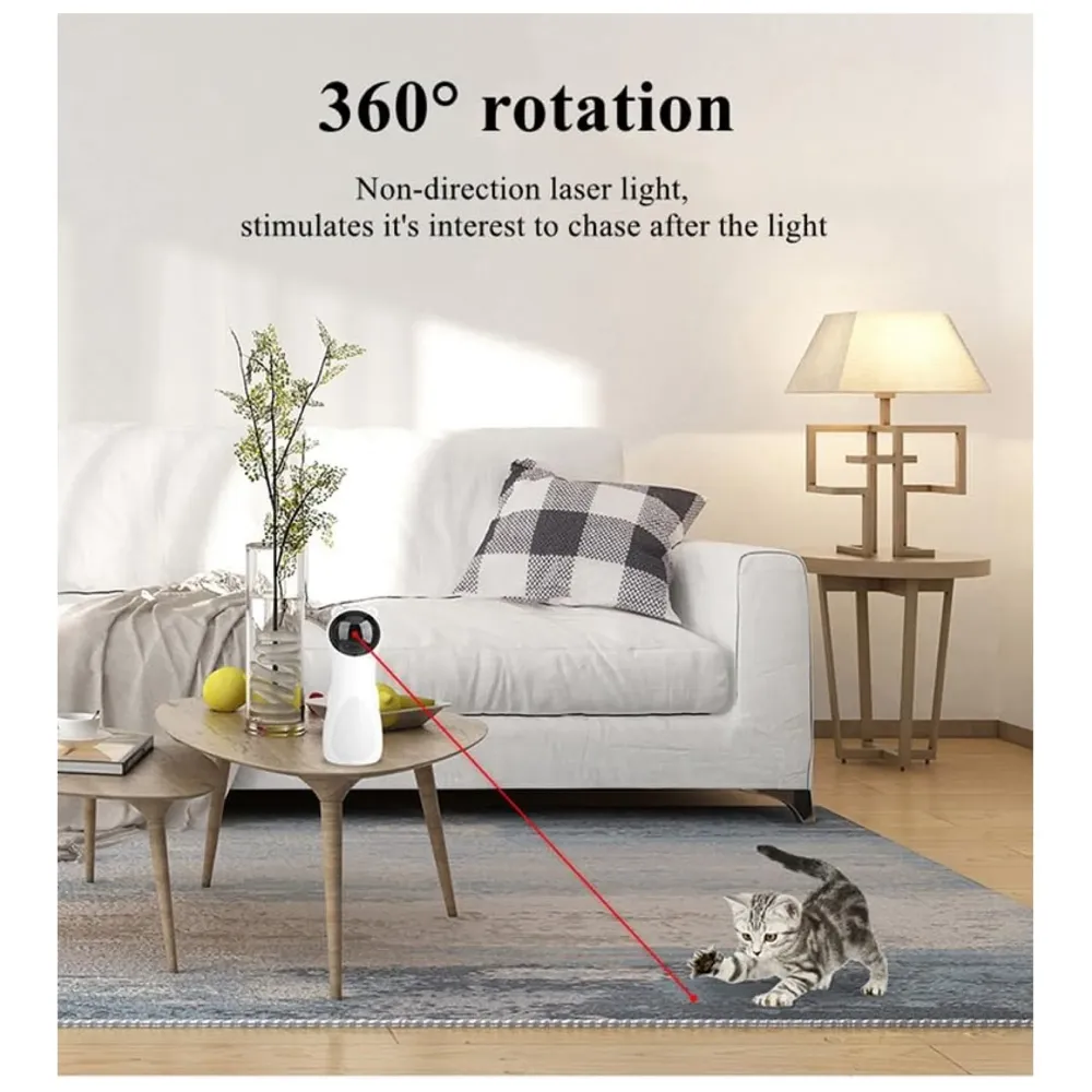 Automatic Cat Laser Toy, Interactive Laser Cat Toys Rotating Catch Training, Placing High, 5 Random Pattern, Automatic On Off and Silent, 3 Speed Modes