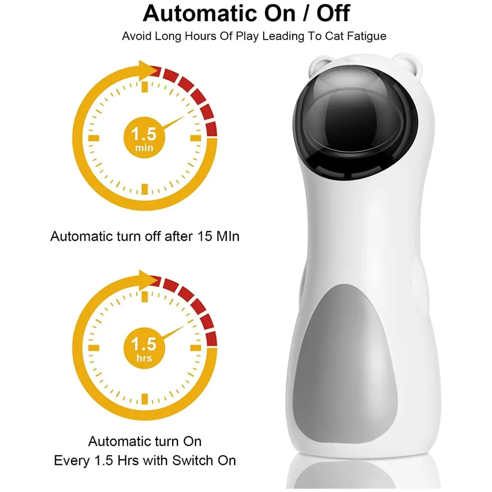 Automatic Cat Laser Toy, Interactive Laser Cat Toys Rotating Catch Training, Placing High, 5 Random Pattern, Automatic On Off and Silent, 3 Speed Modes - White, (auto Laser Toy w1) - 6