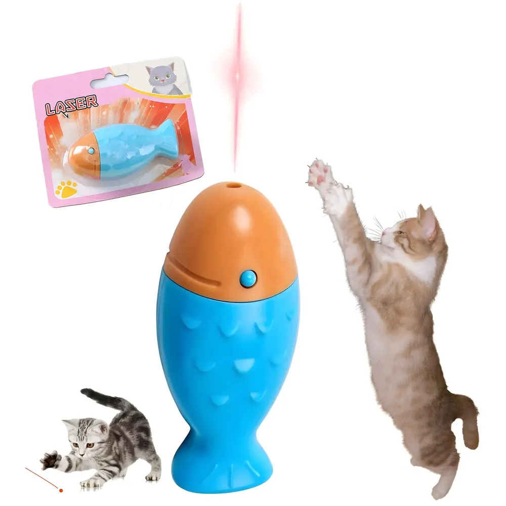 Cat Laser Toy Fish Shape Chasing Laser LED Pointer Interactive Lazer Pen for Pets Kittens Cats Pointer Shaped Red Dot Ergonomic