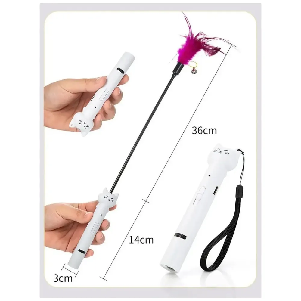 4 in 1 Cat Laser Pointer Interactive Cat Toy for Cats to Chase, Rechargeable Red Laser Light Pointer Exercises Training Tool for Kittens Cats Dogs