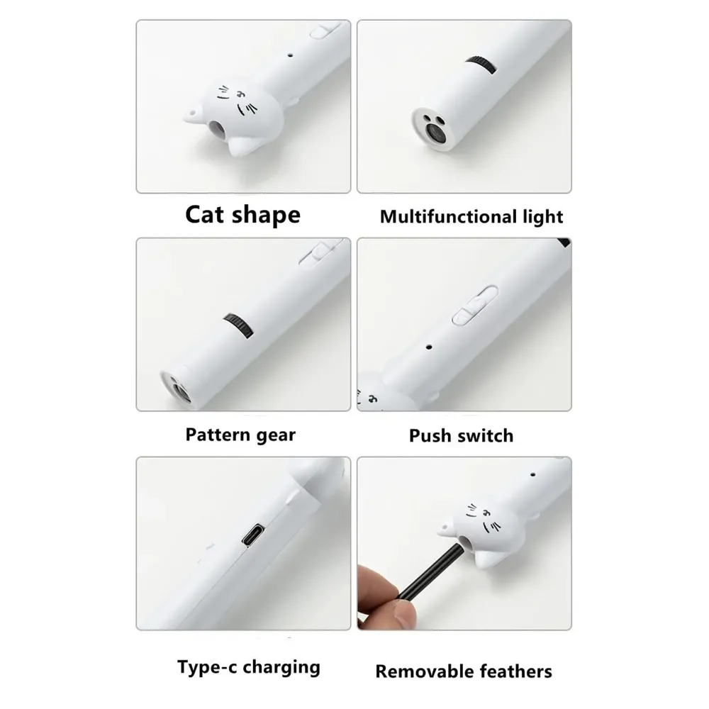 4 in 1 Cat Laser Pointer Interactive Cat Toy for Cats to Chase, Rechargeable Red Laser Light Pointer Exercises Training Tool for Kittens Cats Dogs