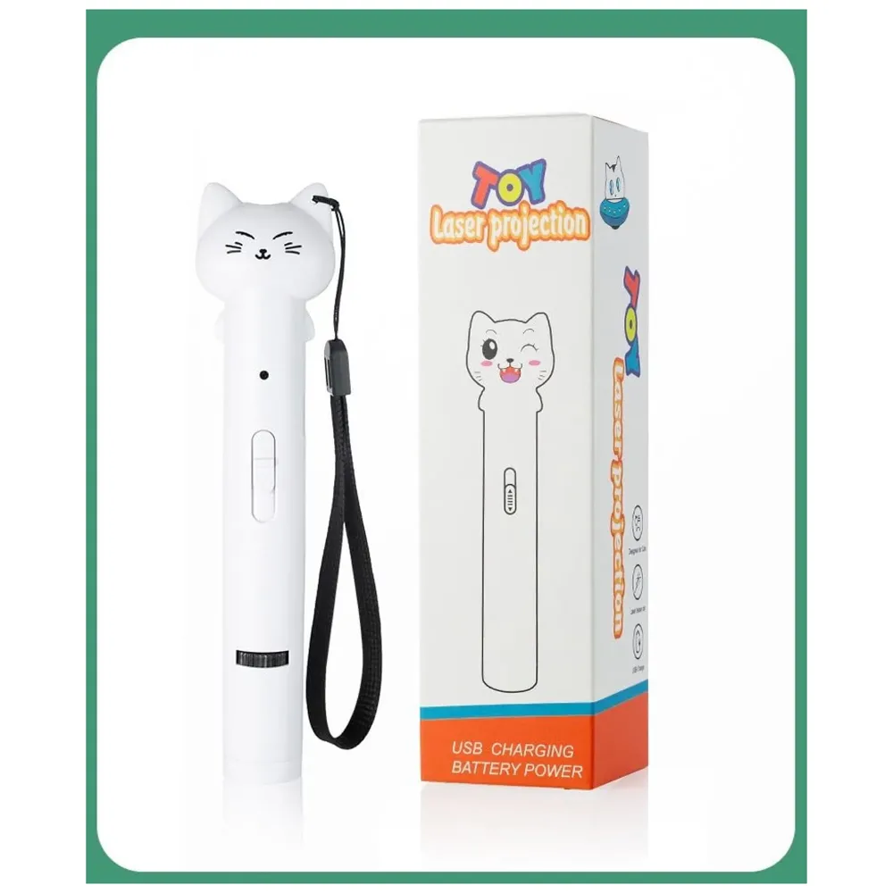 4 in 1 Cat Laser Pointer Interactive Cat Toy for Cats to Chase, Rechargeable Red Laser Light Pointer Exercises Training Tool for Kittens Cats Dogs