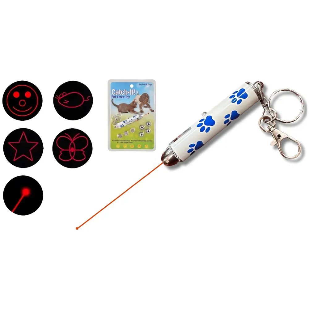 Cat Laser Toy 5 in 1 Chasing Laser LED Pointer Interactive Lazer Pen for Pets Kittens Cats Pointer Shaped Red Dot Ergonomic