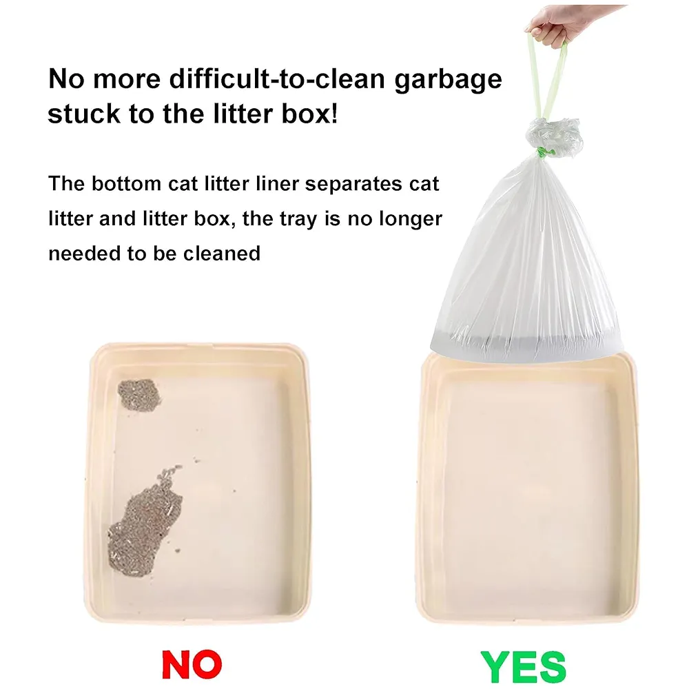 Cat Litter Box Liners with Drawstring, Litter Pan Disposable Bags, 2 Mil Thickened Cat Litter Sifting Liners, Weekly 6 Pack Large Litter Bags for Easy Cleaning Perforated. (Small 80 x 33 Cm)