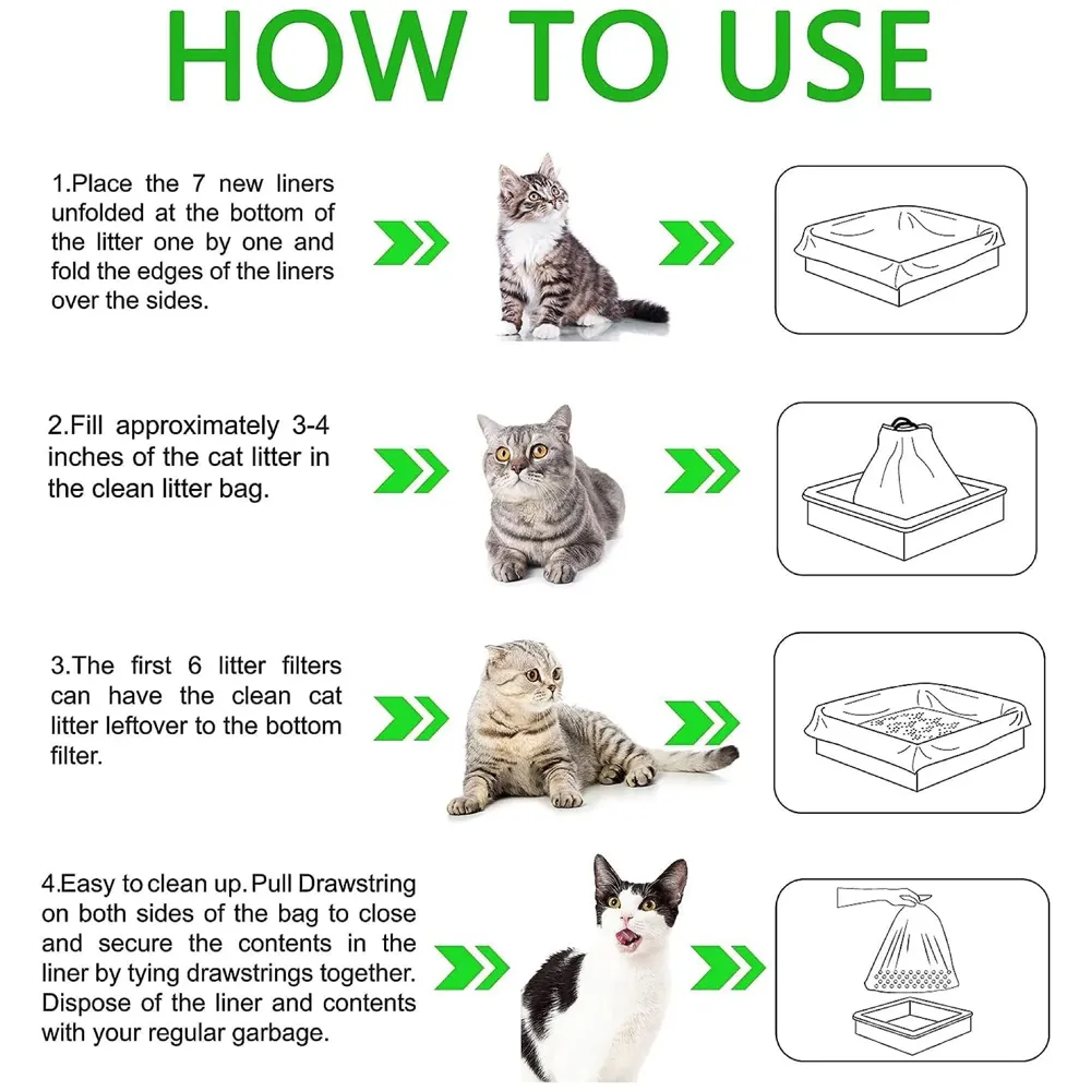 Cat Litter Box Liners with Drawstring, 2 Mil Thick Disposable Litter Pan Bags, Perforated Sifting Liners for Easy Weekly Cleaning, 6-Pack Large 90 x 42 cm Leak-Resistant Bags - 3