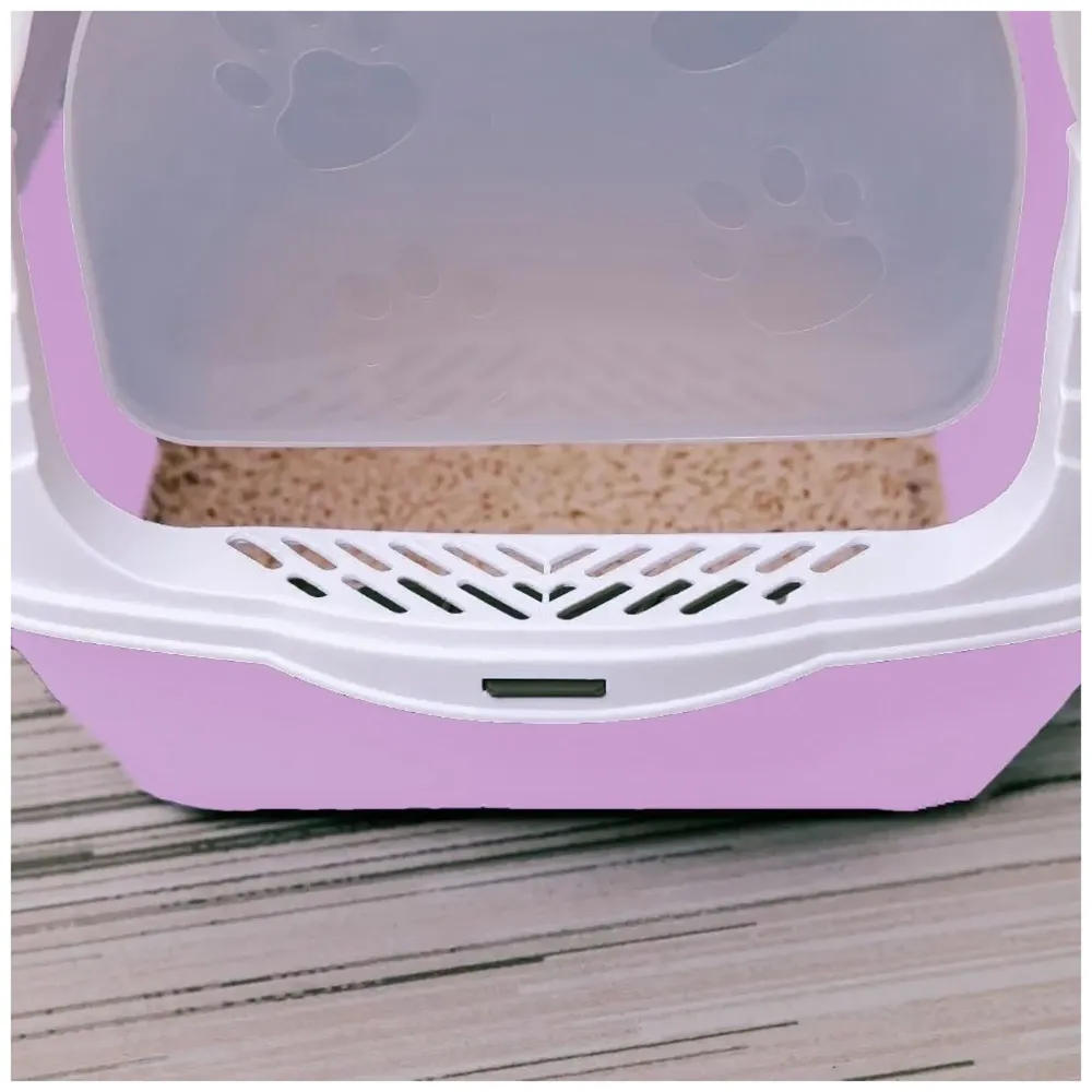 Purple Cat Litter Box Cat Litter Tray with Dome and Scoop with Foul Smell Absorber 18 x14 x14 Inch Blue (45x35x35Cm)