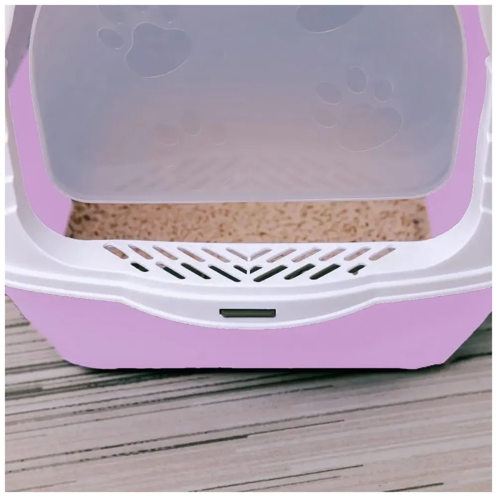 Purple Cat Litter Box Cat Litter Tray with Dome and Scoop with Foul Smell Absorber 18 x14 x14 Inch Blue (45x35x35Cm)