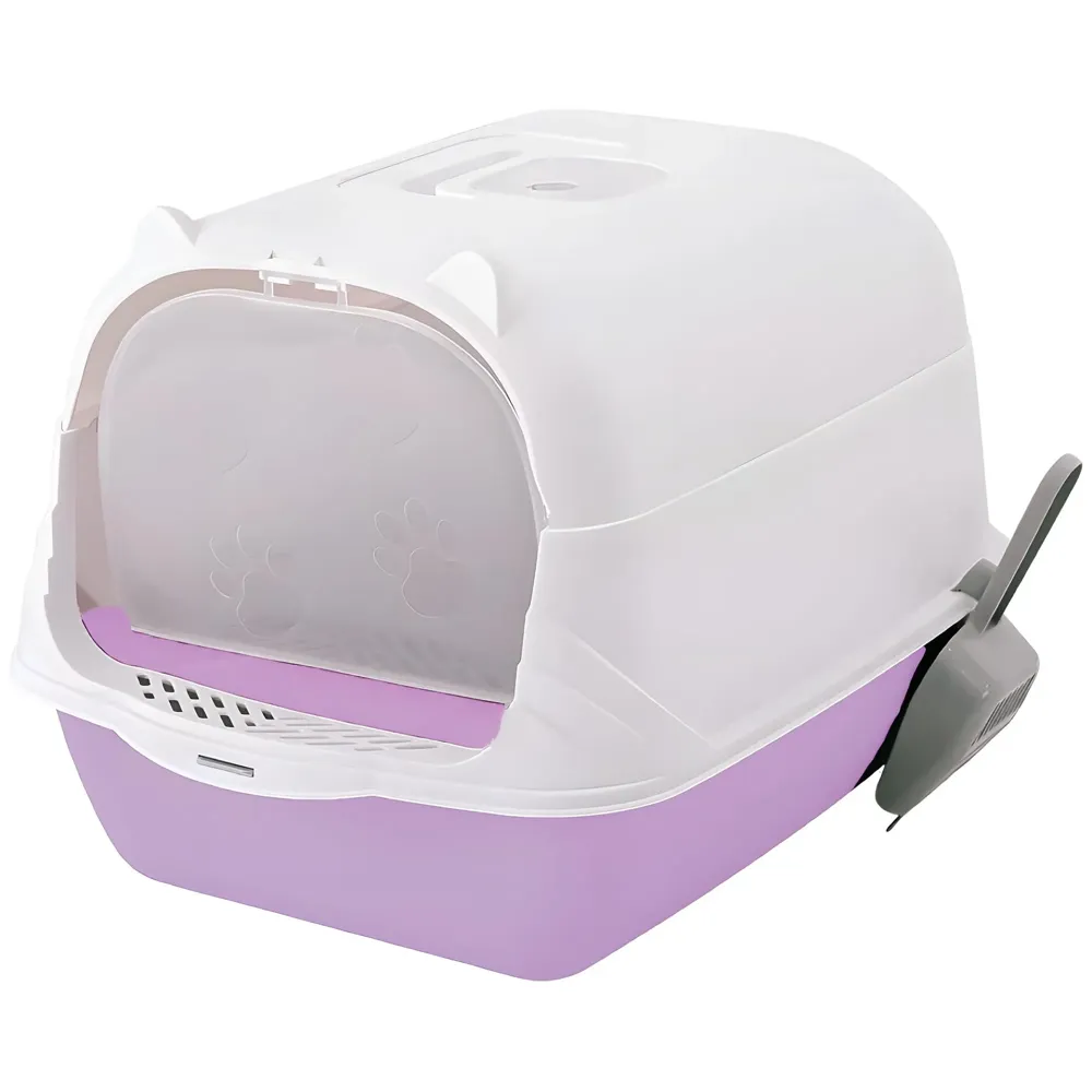 Purple Cat Litter Box Cat Litter Tray with Dome and Scoop with Foul Smell Absorber 18 x14 x14 Inch Blue (45x35x35Cm)