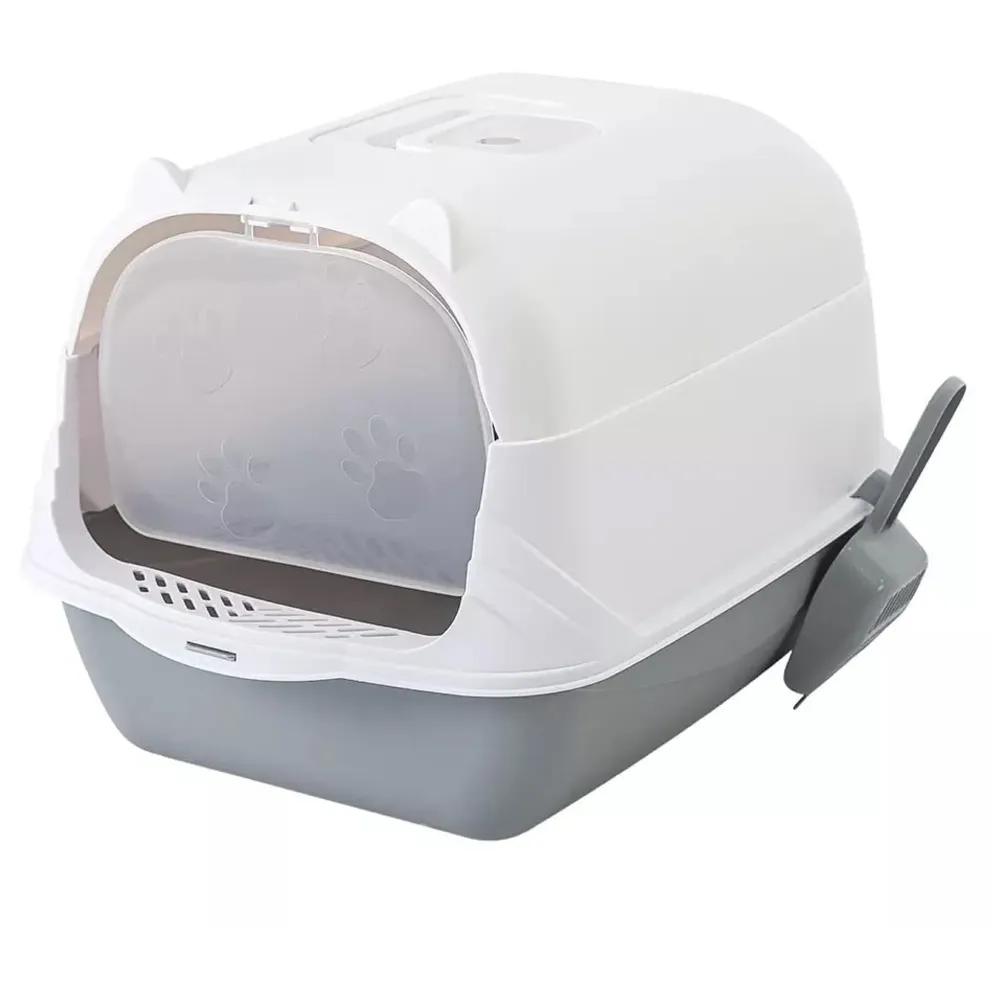 Cat Litter Box Cat Litter Tray with Dome and Scoop with Foul Smell Absorber 18 x14 x14 Inch (45x35x35Cm)