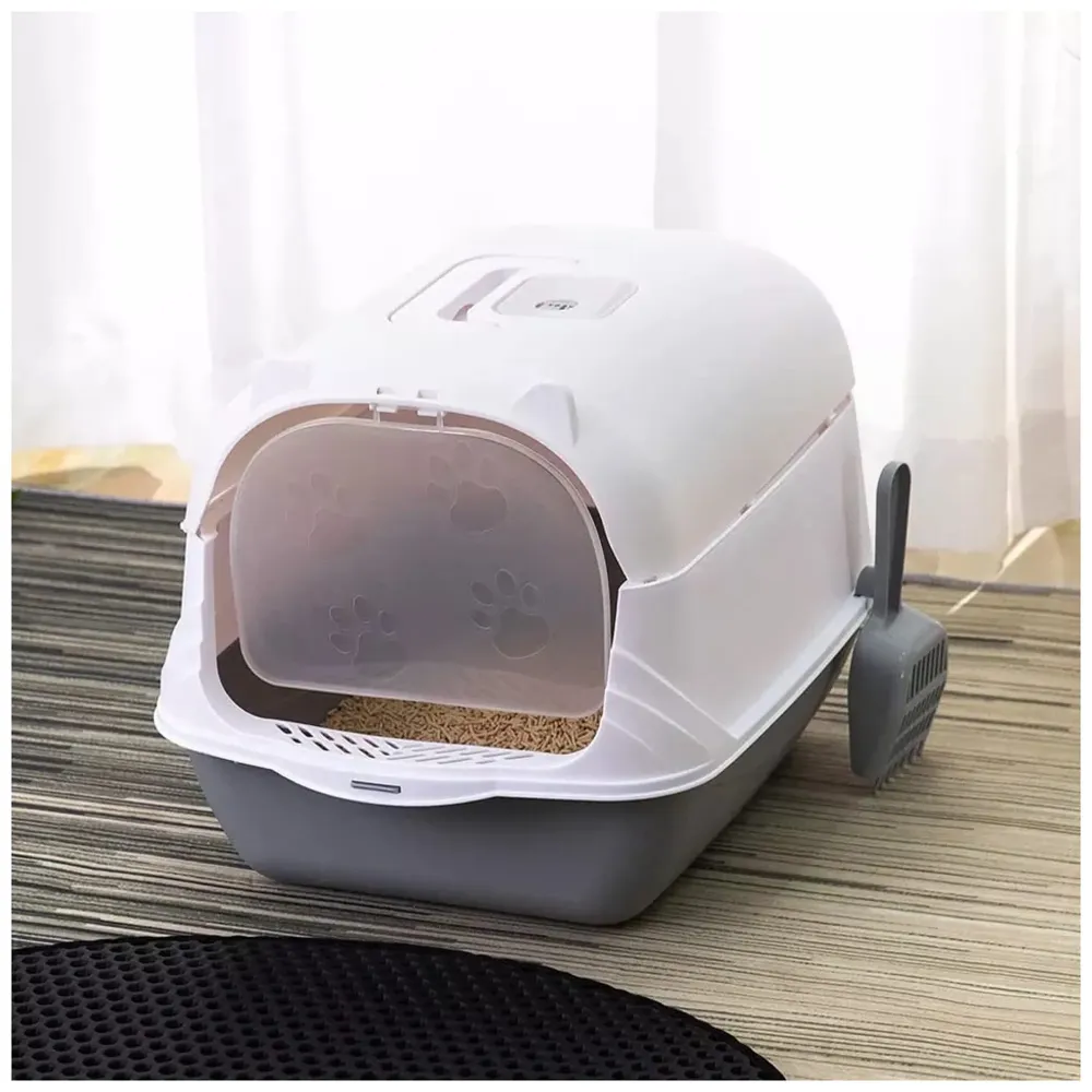 Cat Litter Box Cat Litter Tray with Dome and Scoop with Foul Smell Absorber 18 x14 x14 Inch (45x35x35Cm) - 4