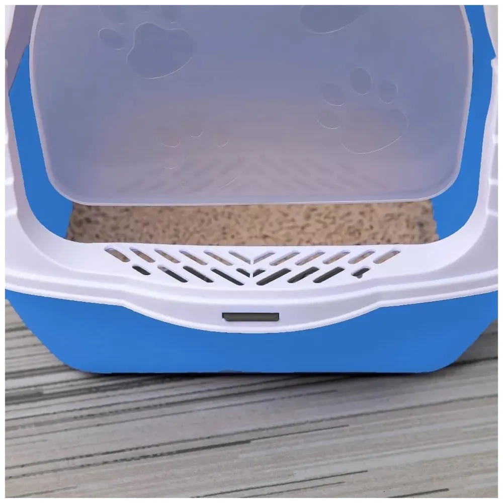 Cat Litter Box Cat Litter Tray with Dome and Scoop with Foul Smell Absorber 18 x14 x14 Inch Blue (45x35x35Cm) - 2