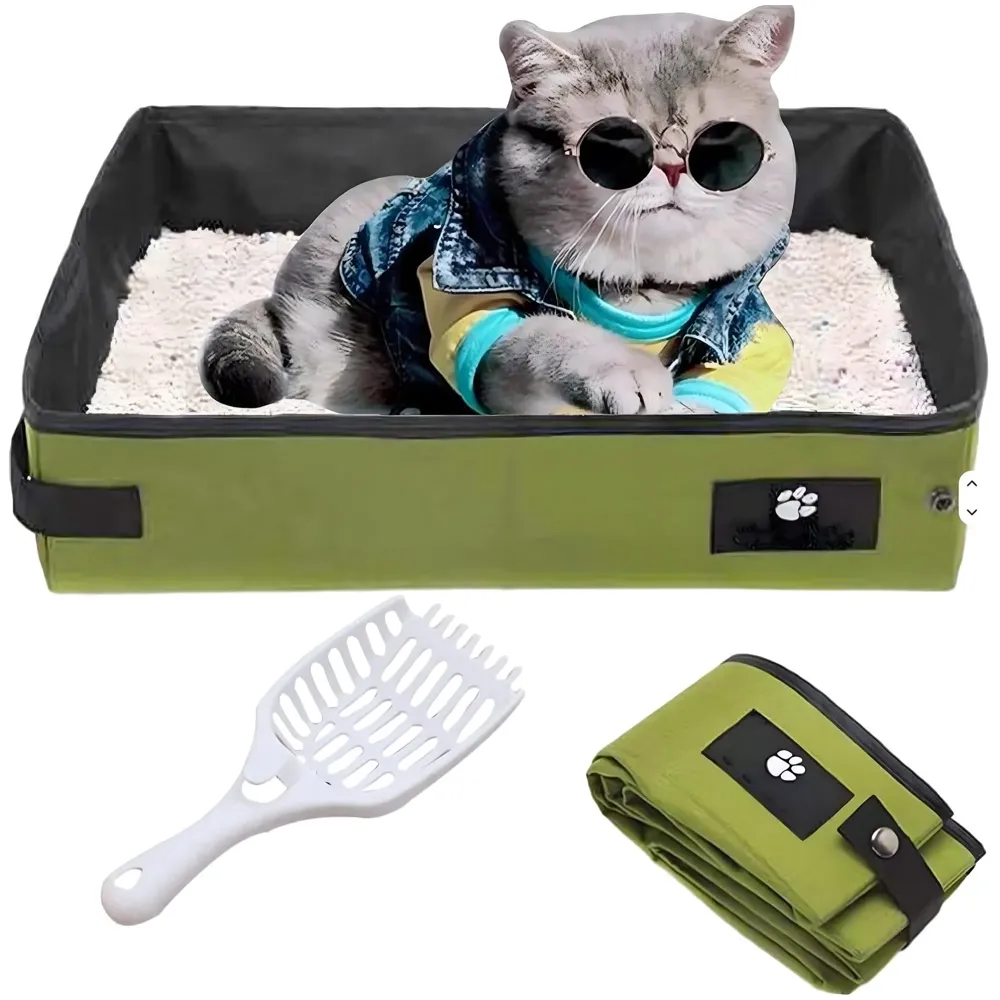 Small Foldable cat Litter Box, Cloth Portable for Travel, Waterproof, Easy to Clean, Home Use, 38 x 30 cm for Small Cats and Kittens