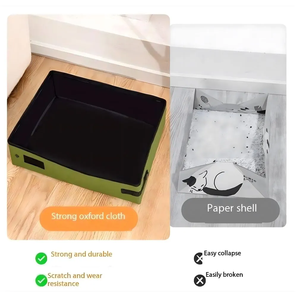 Small Foldable cat Litter Box, Cloth Portable for Travel, Waterproof, Easy to Clean, Home Use, 38 x 30 cm for Small Cats and Kittens