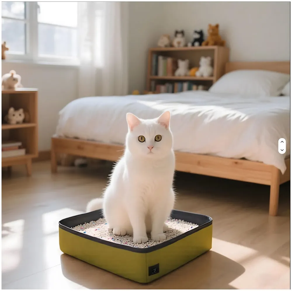 Small Foldable cat Litter Box, Cloth Portable for Travel, Waterproof, Easy to Clean, Home Use, 38 x 30 cm for Small Cats and Kittens