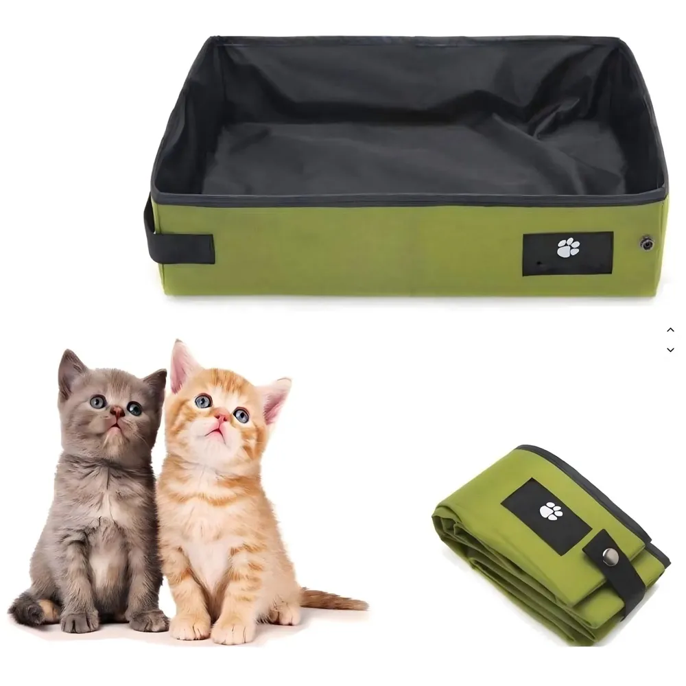 Small Foldable cat Litter Box, Cloth Portable for Travel, Waterproof, Easy to Clean, Home Use, 38 x 30 cm for Small Cats and Kittens