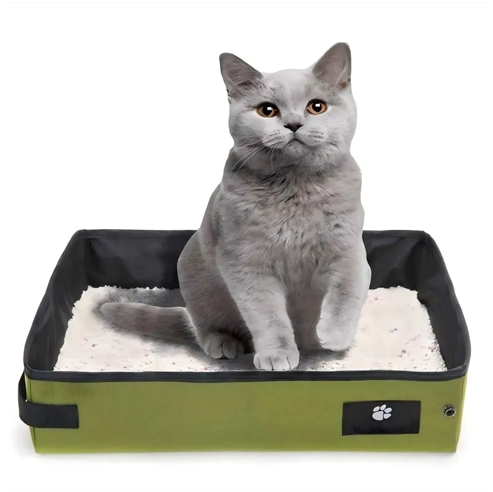 Small Foldable cat Litter Box, Cloth Portable for Travel, Waterproof, Easy to Clean, Home Use, 38 x 30 cm for Small Cats and Kittens
