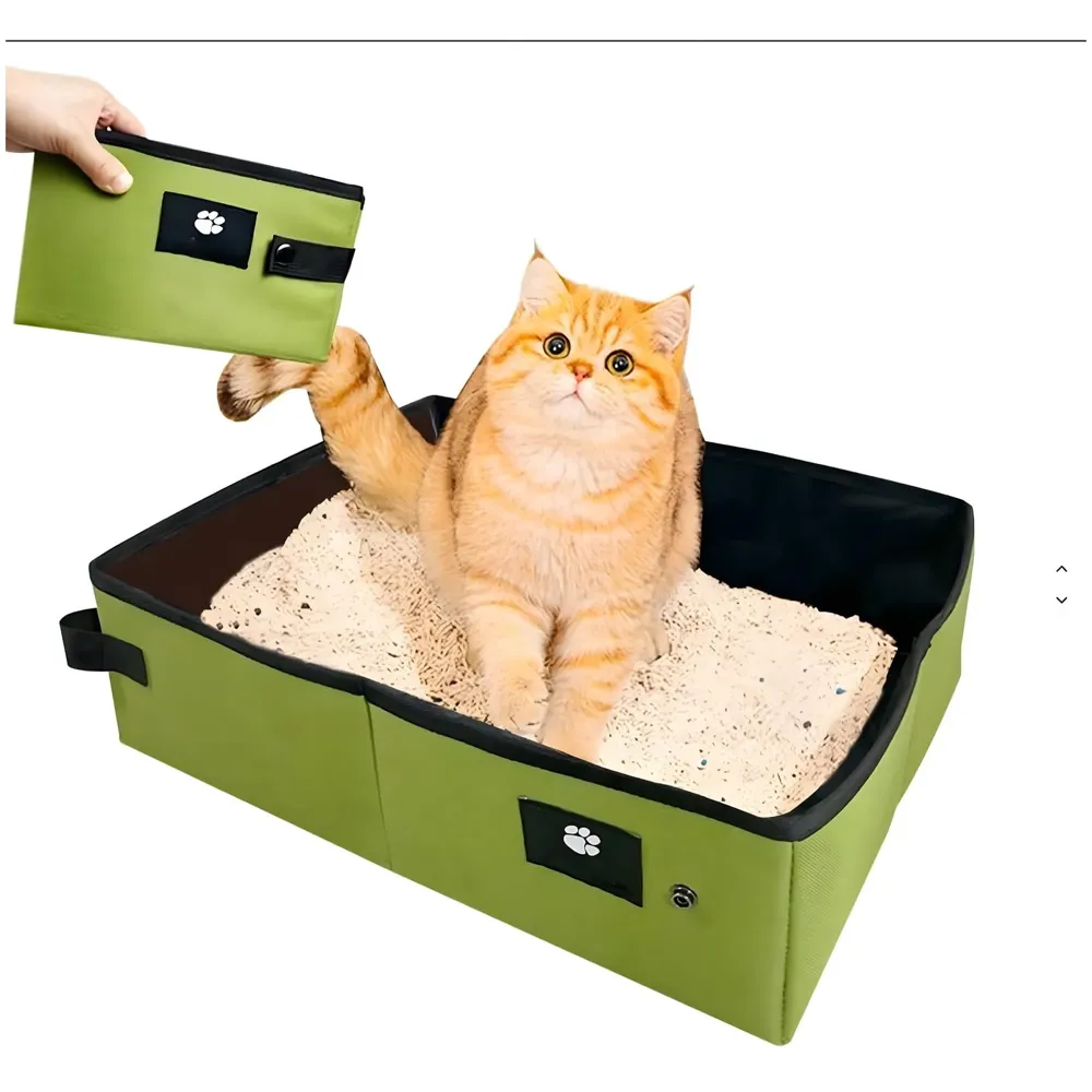 Small Foldable cat Litter Box, Cloth Portable for Travel, Waterproof, Easy to Clean, Home Use, 38 x 30 cm for Small Cats and Kittens