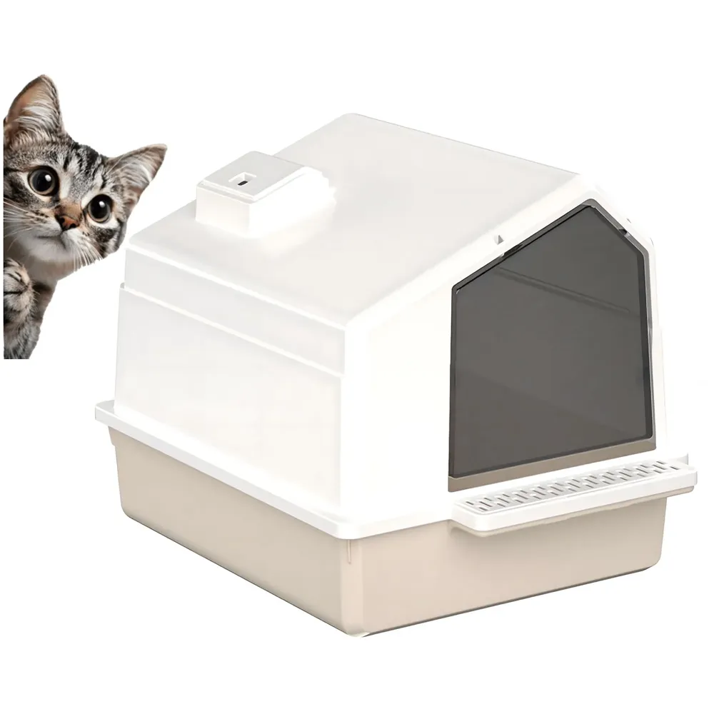 Cat Litter Box House Fully Openable Design with Cleaning Sccop Shovel and Dome Enclosure 47 cm x 38 cm